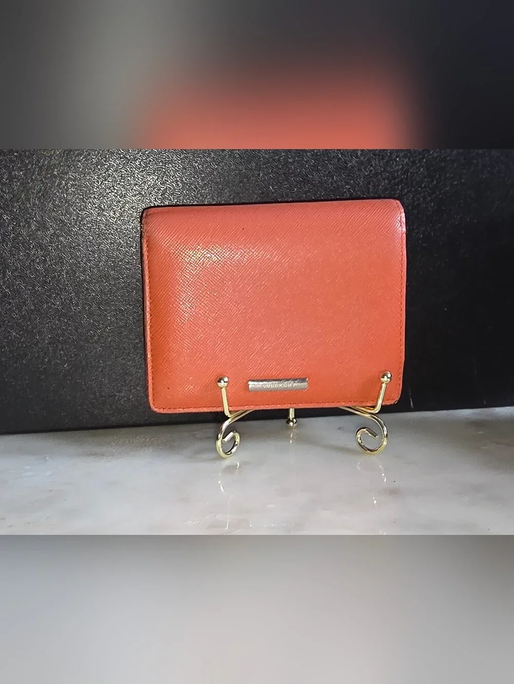 Burberry Coral Orange Saffiano Leather Bifold Wallet - Picture 1 of 7